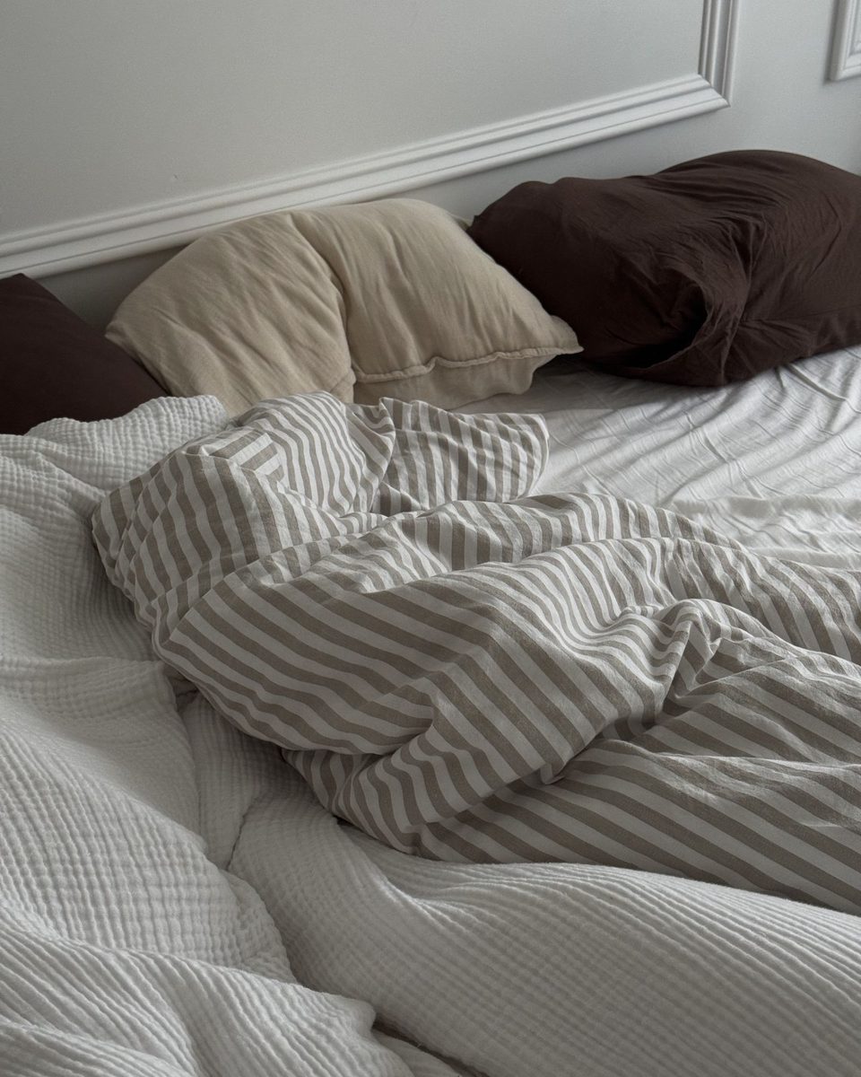 Percale Duvet Cover, Grey Stripe