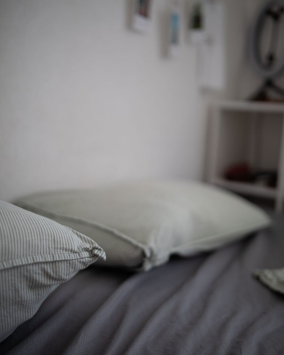 Percale Pillowcases, Pair, Grey Stripe